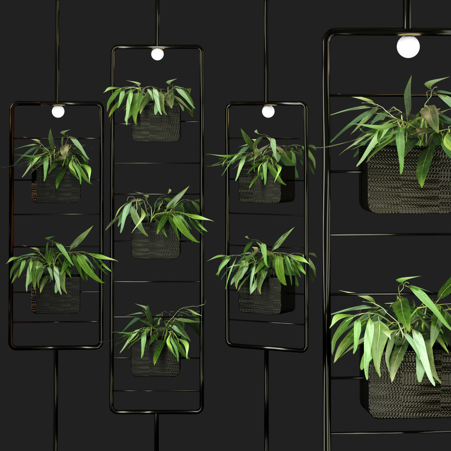 Metal hanging lamp Indoor square Plant pot partition divider 3D model_1