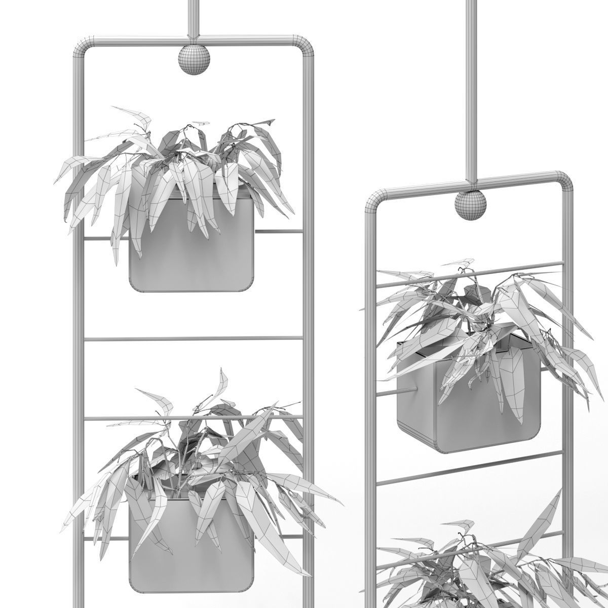 Metal hanging lamp Indoor square Plant pot partition divider 3D model_8