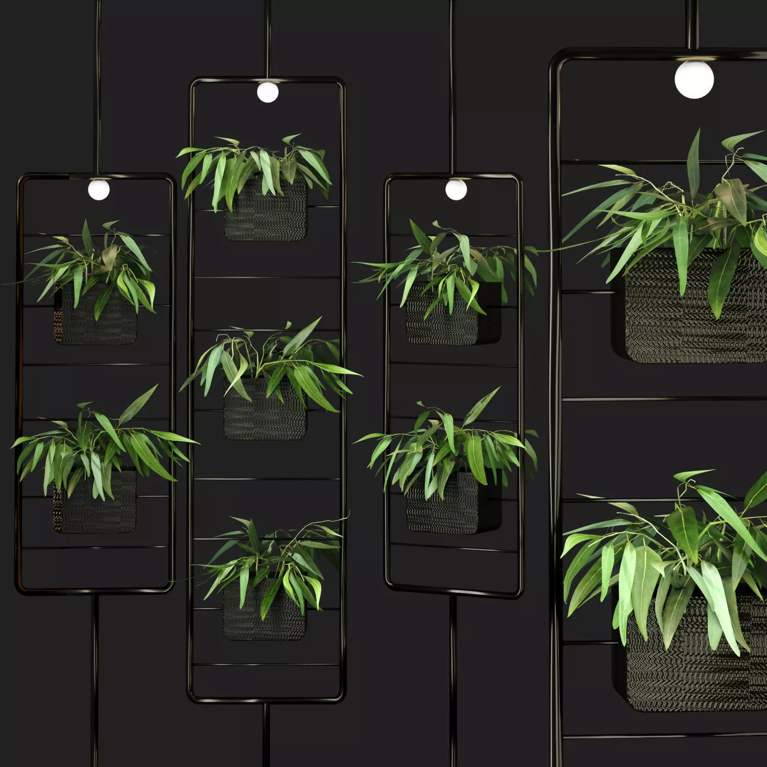 Metal hanging lamp Indoor square Plant pot partition divider 3D model_0