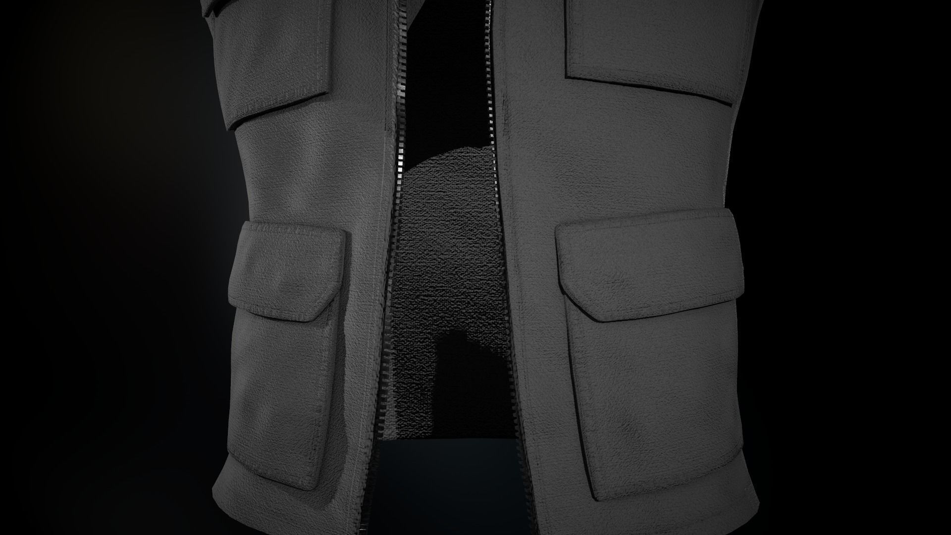 Gray Vest Low-poly 3D model_9
