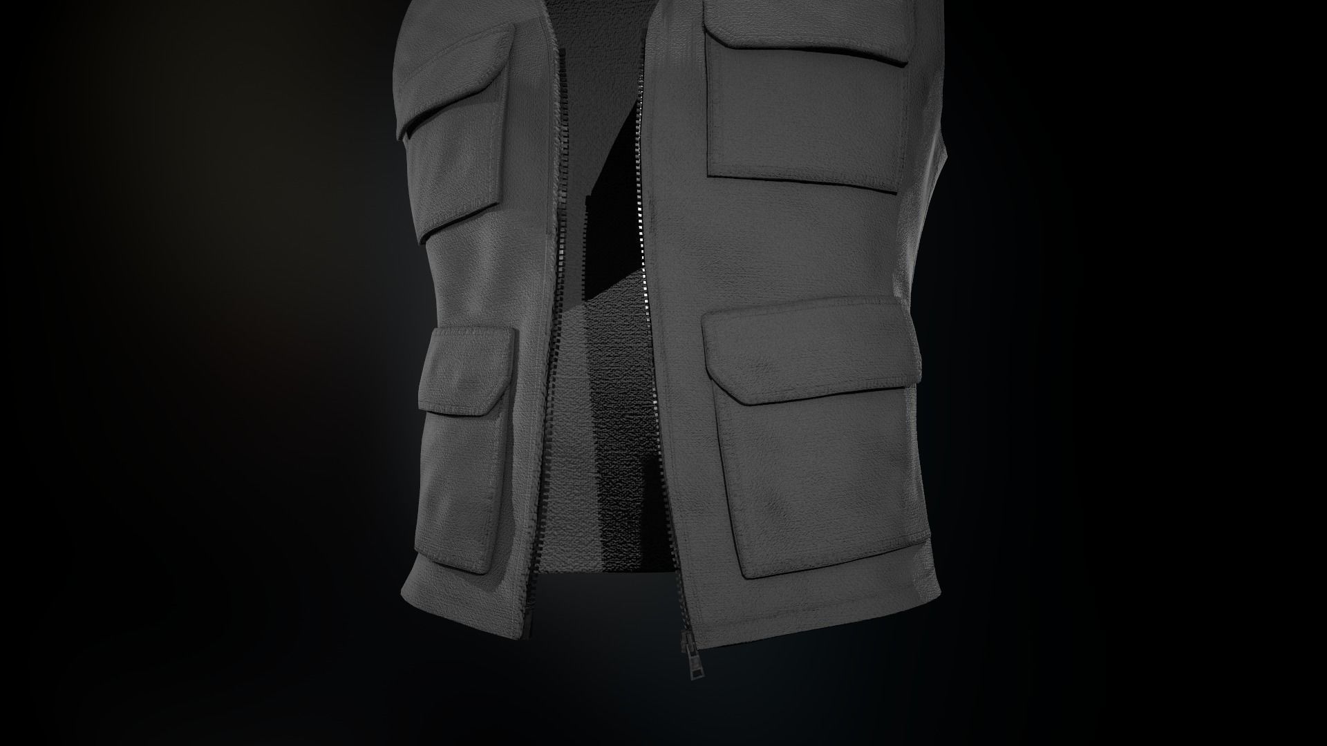 Gray Vest Low-poly 3D model_8