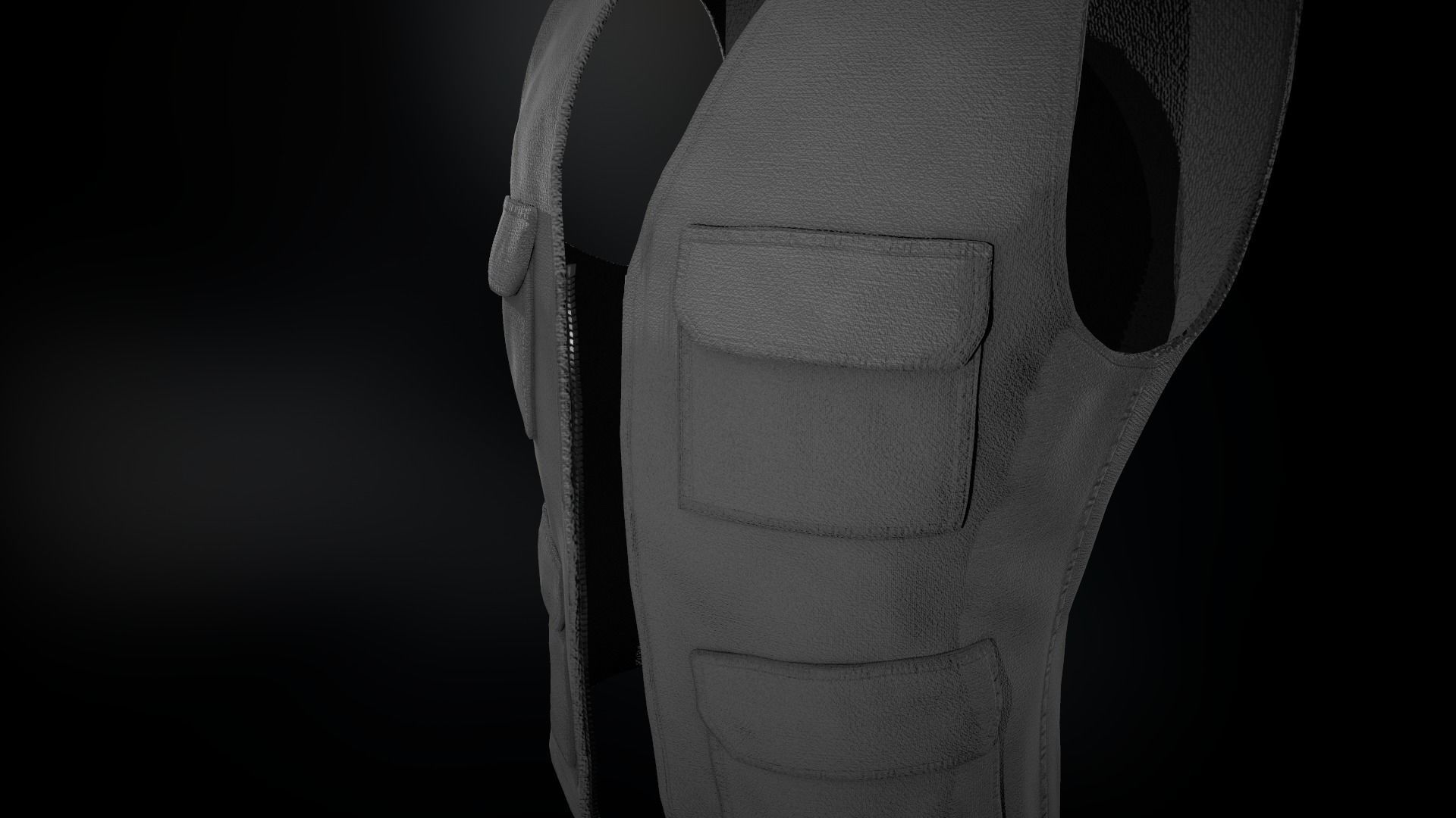 Gray Vest Low-poly 3D model_7
