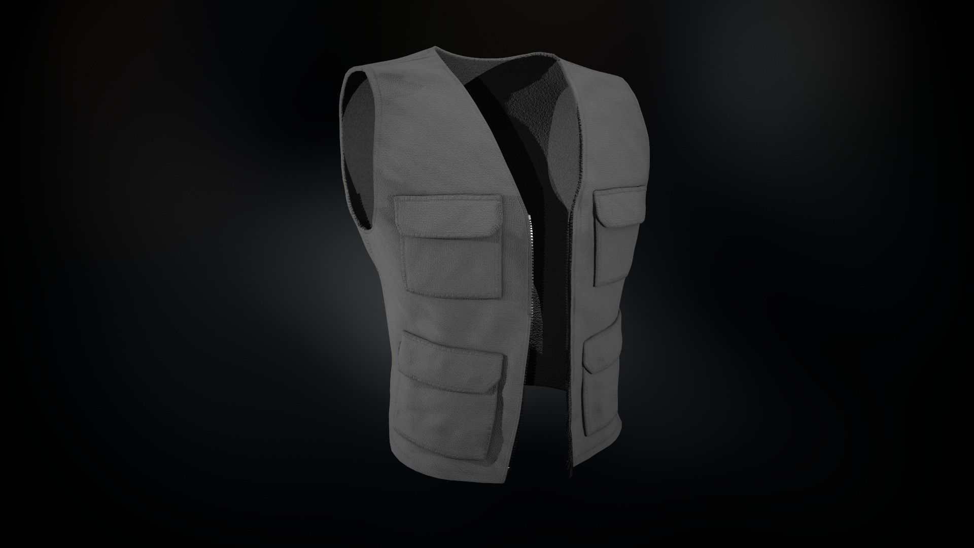 Gray Vest Low-poly 3D model_6