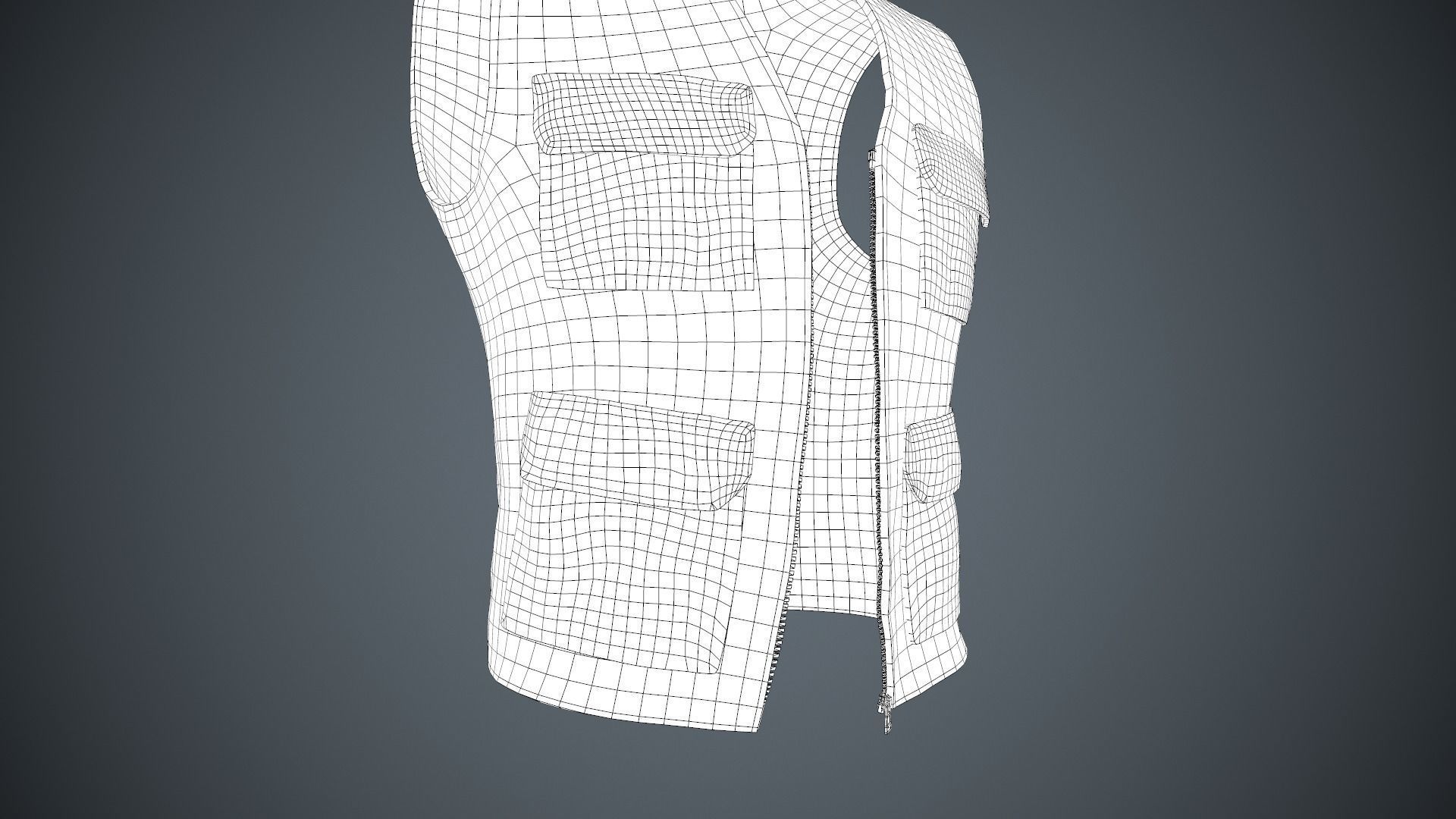 Gray Vest Low-poly 3D model_20