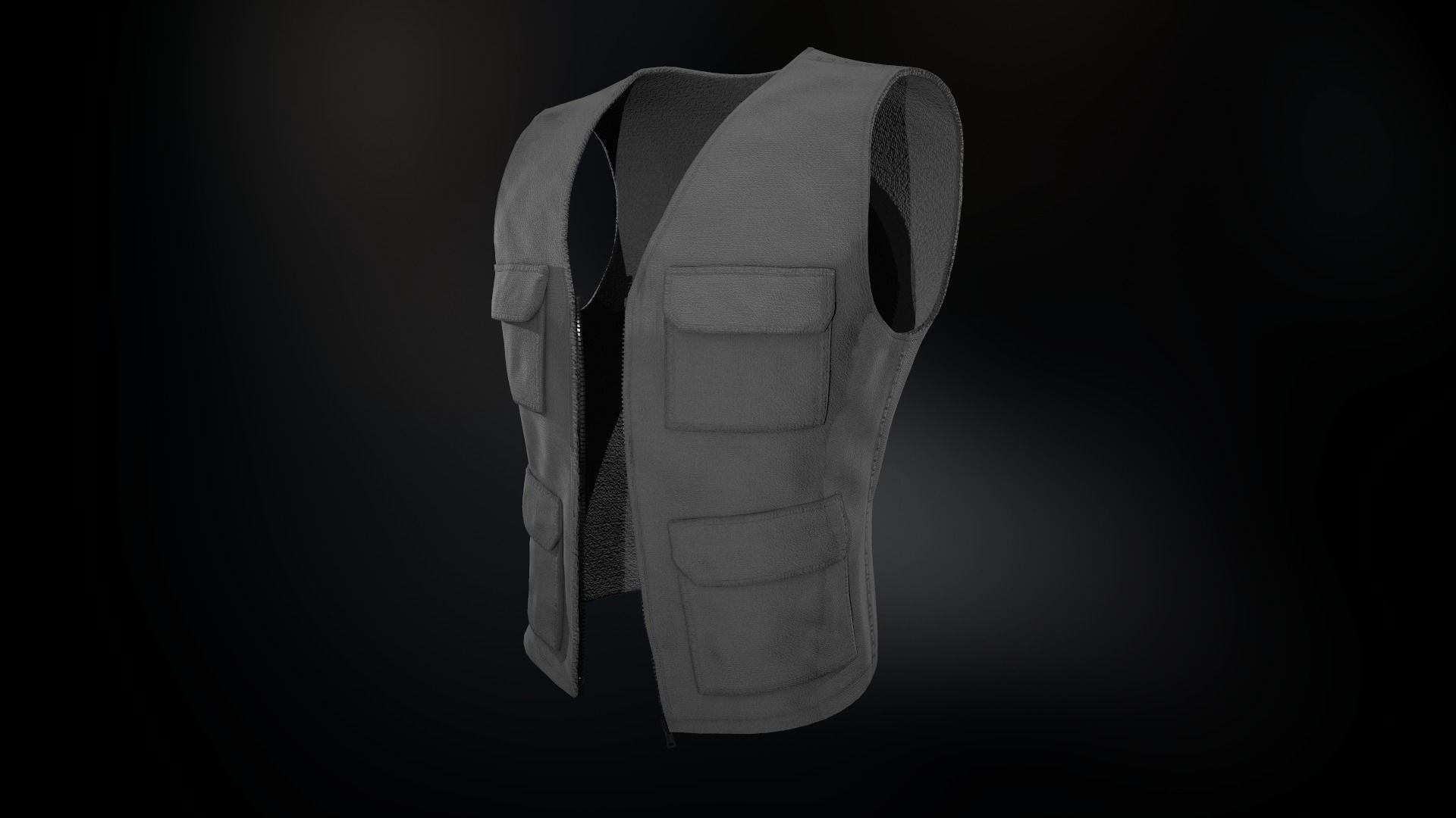 Gray Vest Low-poly 3D model_2
