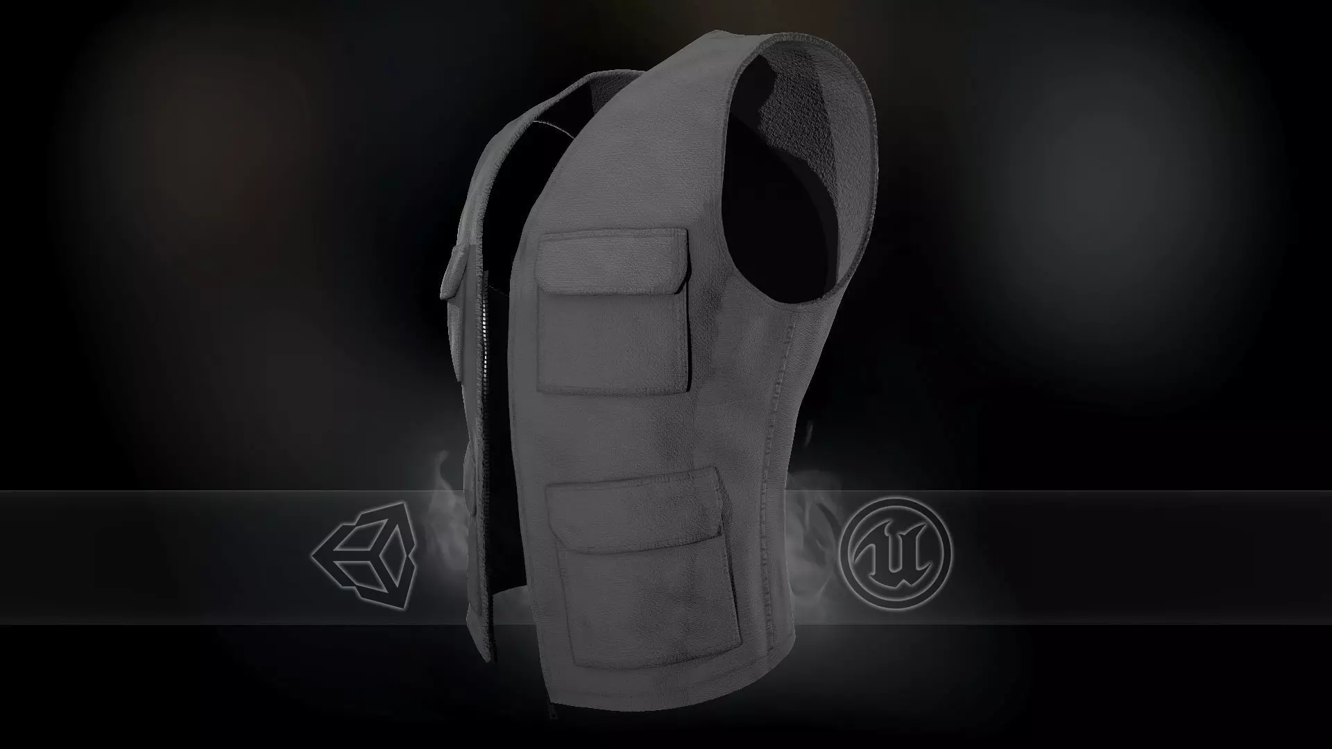 Gray Vest Low-poly 3D model_0