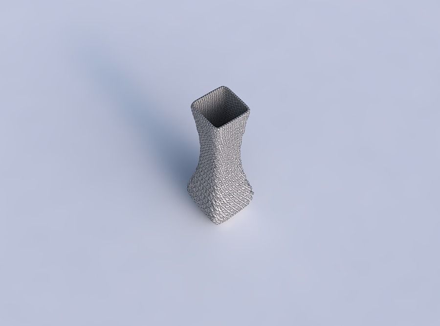 Vase larger opening rectangle with twisted diagonal grid bulges 3D print model_6