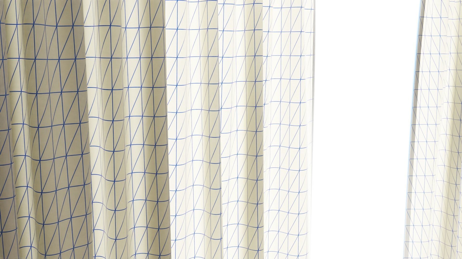 Curtains with pattern Free 3D model_1