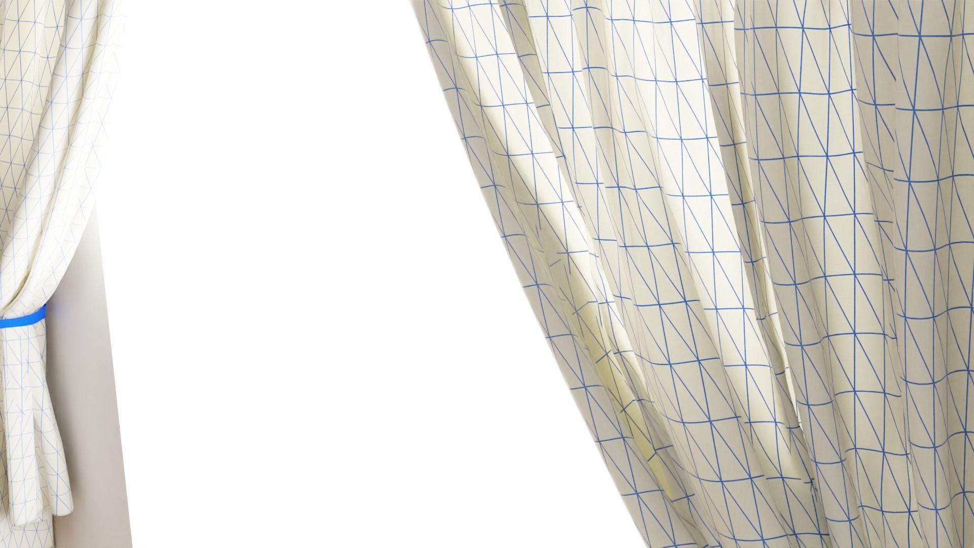 Curtains with pattern Free 3D model_3