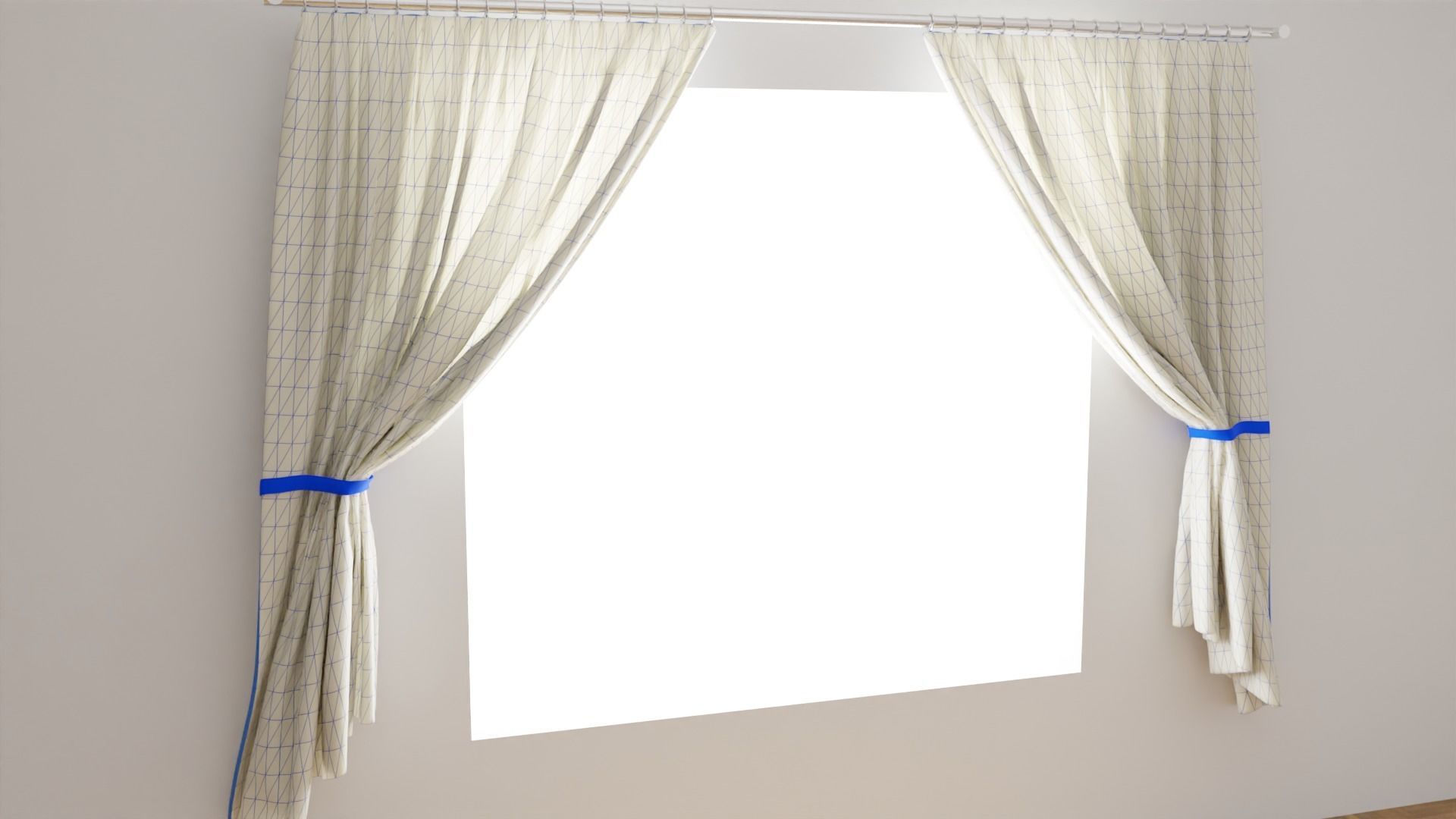 Curtains with pattern Free 3D model_2