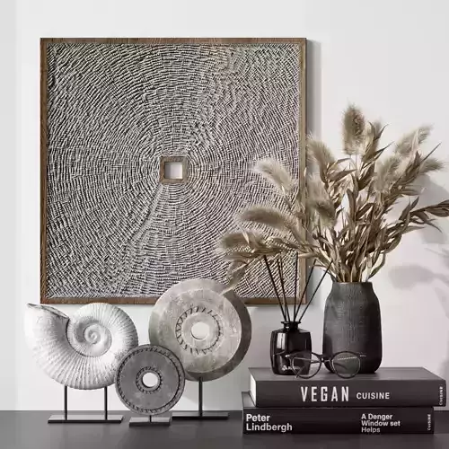 Decor set 4 wall art with books and plants on table