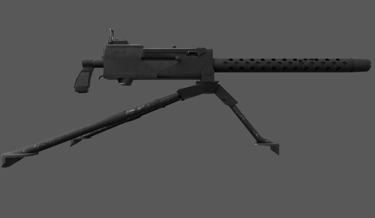 M1919 Browning - American WW2 Weapon Low-poly 3D model_1