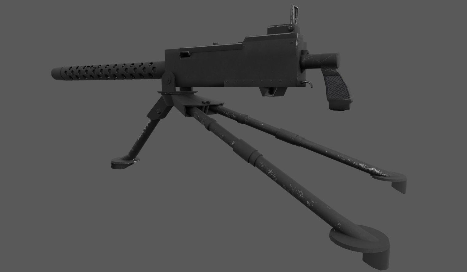 M1919 Browning - American WW2 Weapon Low-poly 3D model_2