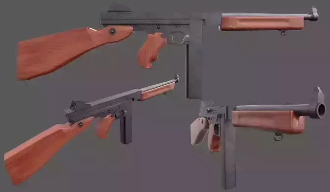 M1 Thompson - American WW2 Weapon Low-poly 3D model