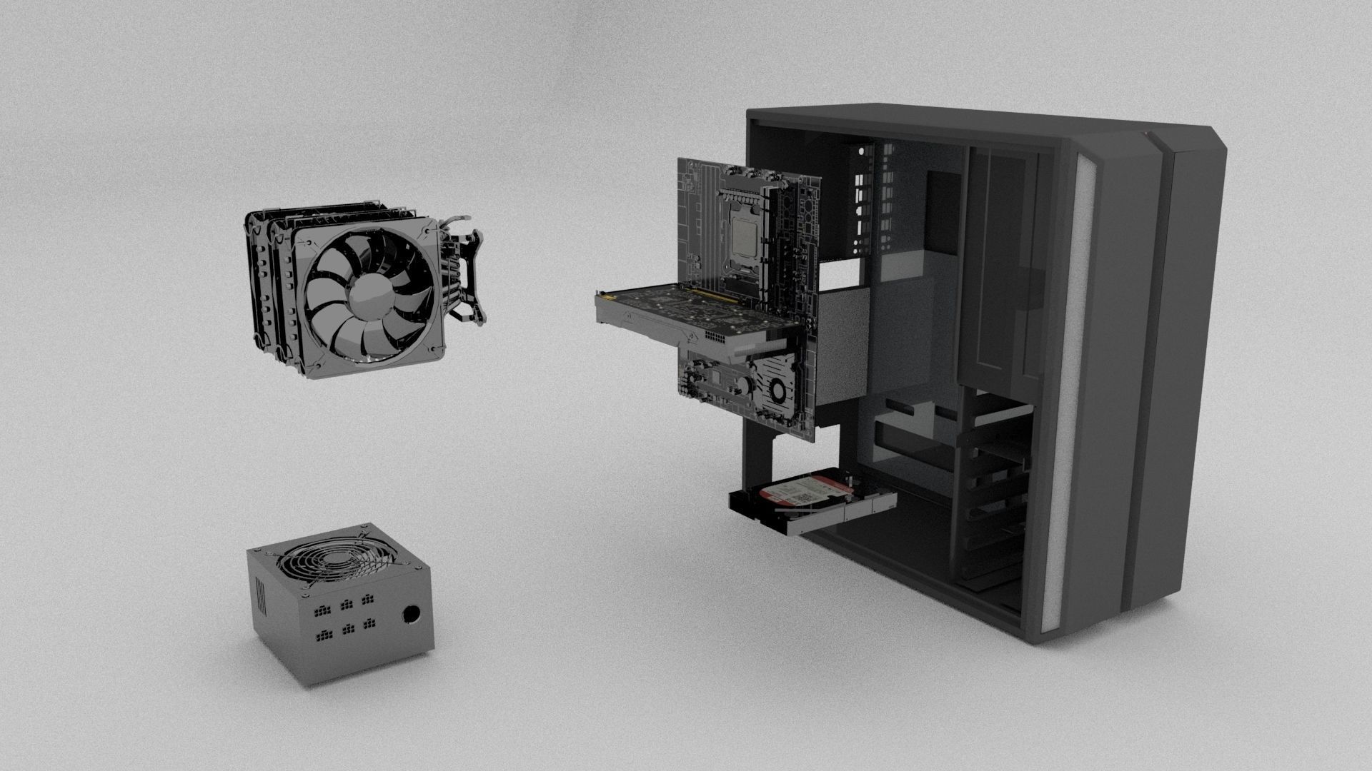 Computer Cabinet  Low-poly 3D model_4