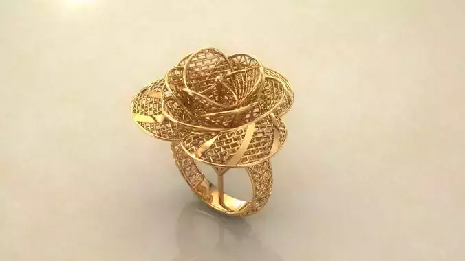 Multi Level Flower Electro-fusion Fashion Gold Ring