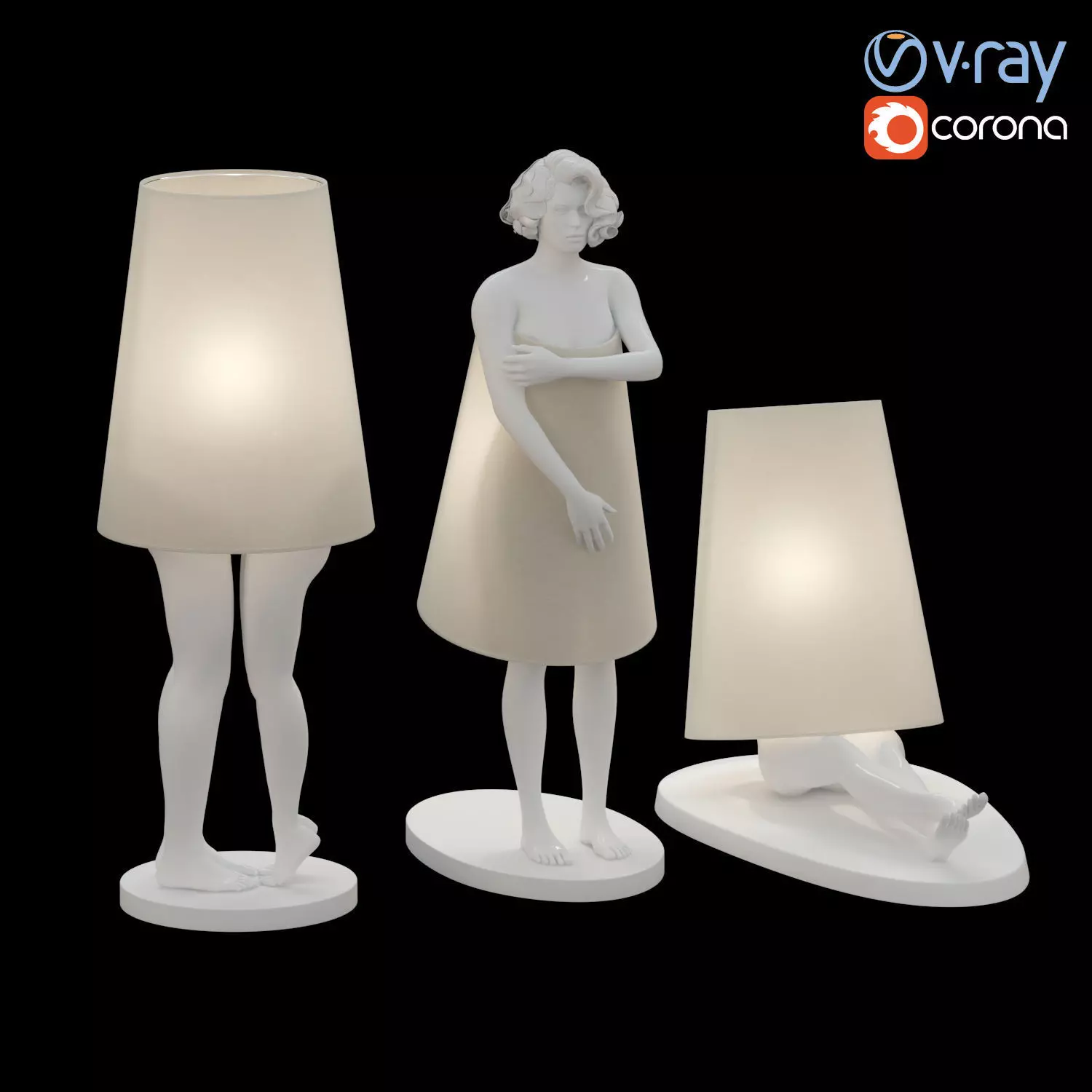 Statue Lampshade 3D model_0