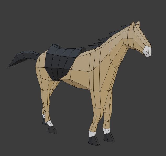 Horse in low polygons Free low-poly 3D model_1