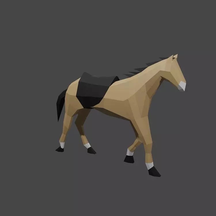 Horse in low polygons Free low-poly 3D model_0