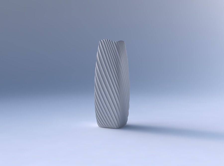 Vase rectangle with bent extruded lines 3 3D print model_4