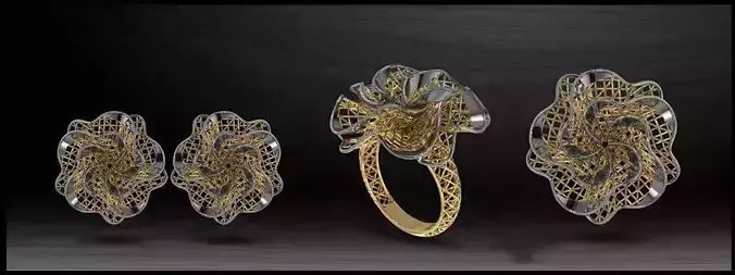 Wrapped Rose Electro-Fusion Fashion Ring
