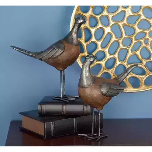 Doughty Polystone Metal Pheasant Figurine Set