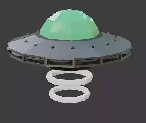 Low Poly UFO spaceship with rings