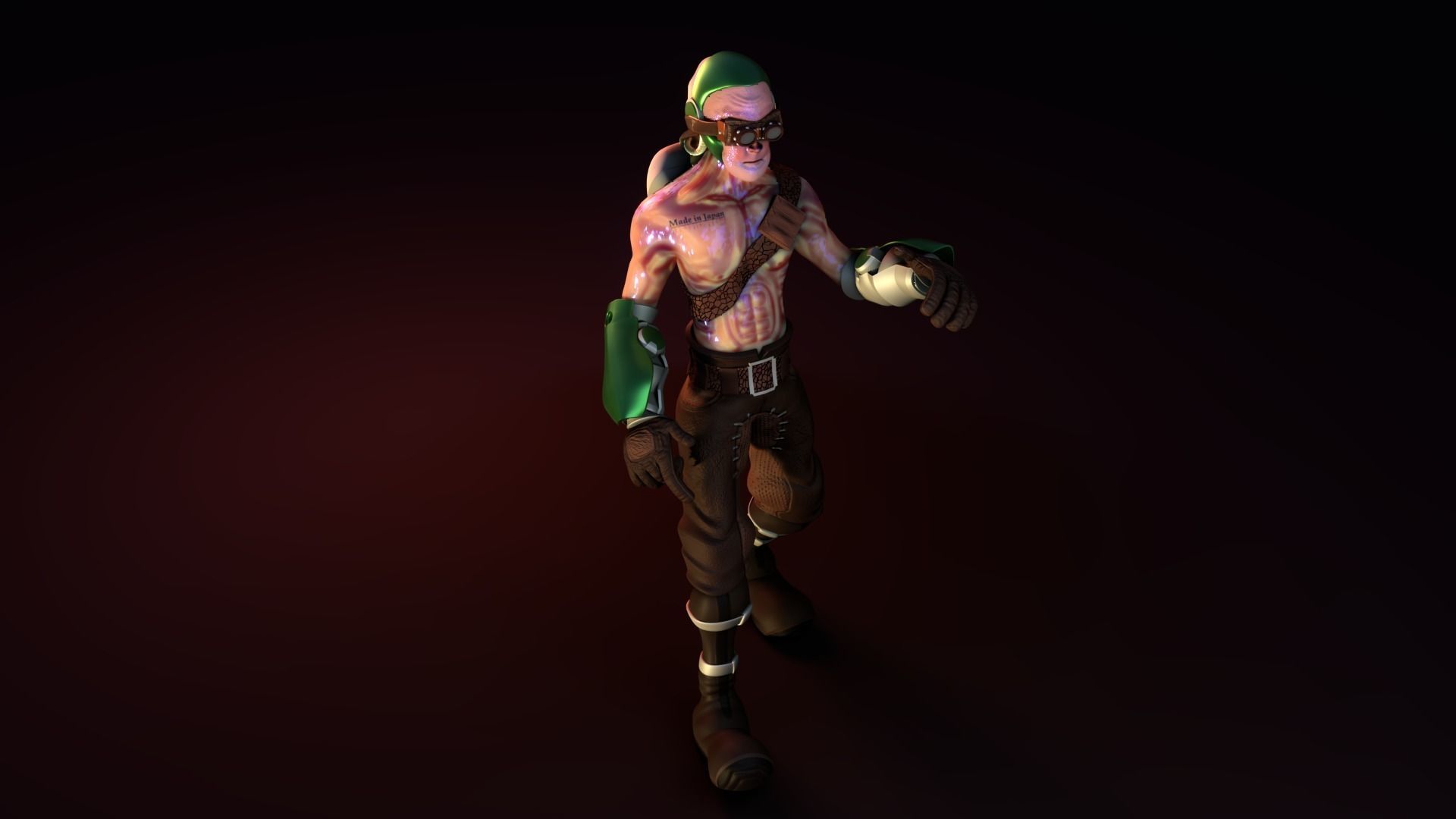 Alien augmented character for Blender version 2 83 1 and later Low-poly 3D model_6