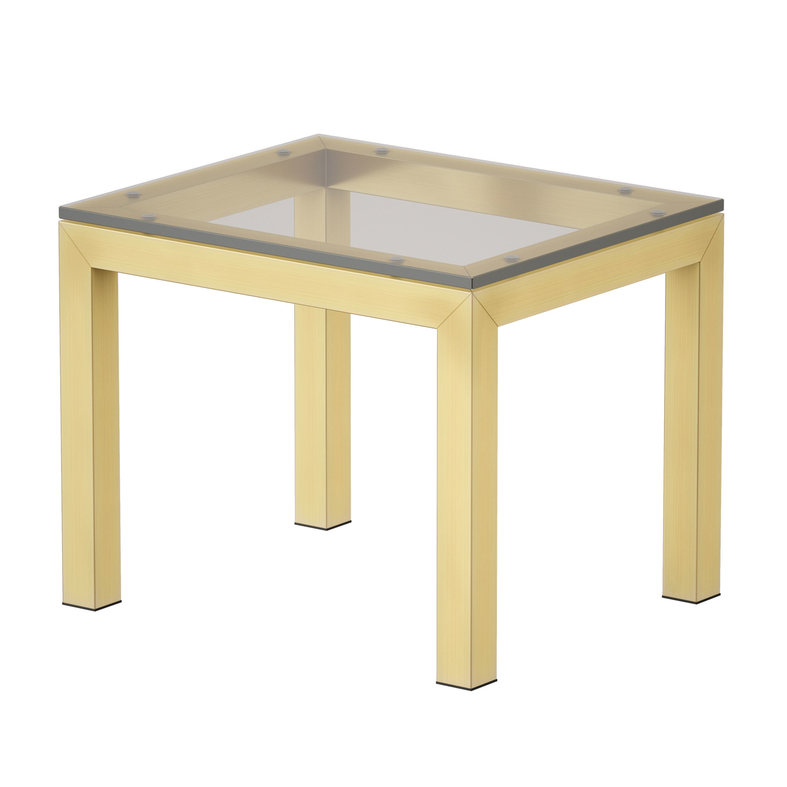 Parsons Clear Glass Top Brass Base End Table Crate and Barrel 3D model_3