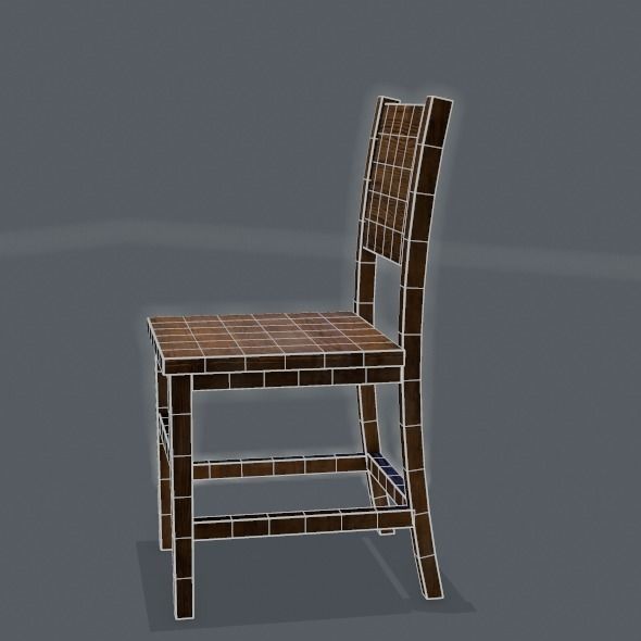 Chair wooden Low-poly 3D model_46