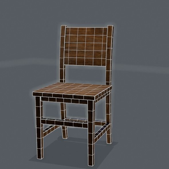 Chair wooden Low-poly 3D model_26