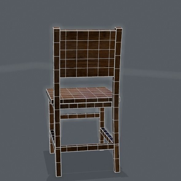 Chair wooden Low-poly 3D model_39