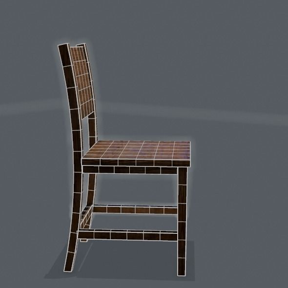 Chair wooden Low-poly 3D model_32