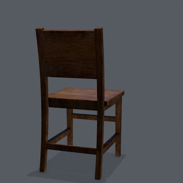 Chair wooden Low-poly 3D model_21