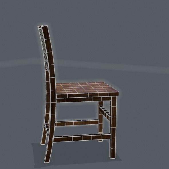 Chair wooden Low-poly 3D model_27
