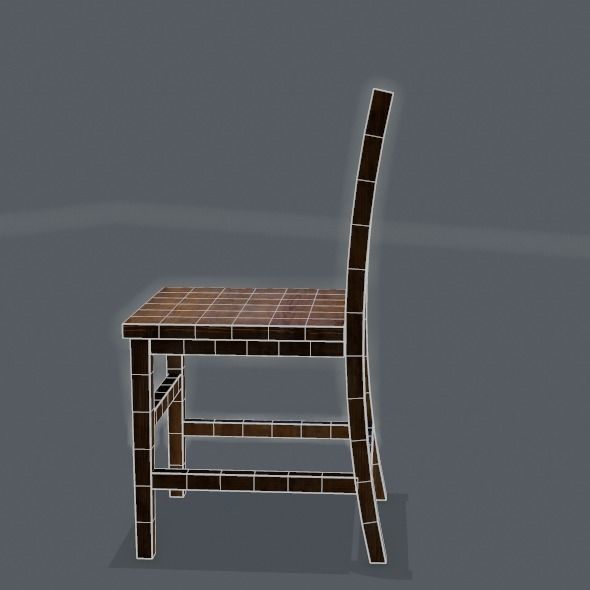 Chair wooden Low-poly 3D model_30