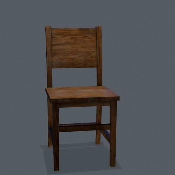 Chair wooden Low-poly 3D model_22