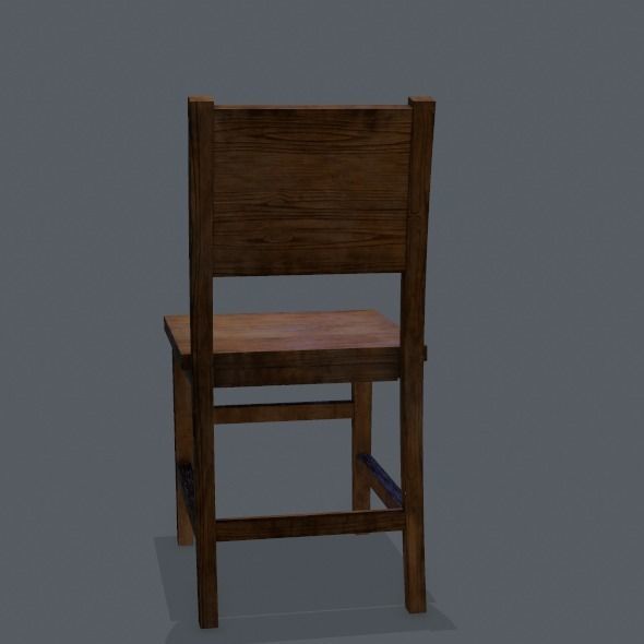 Chair wooden Low-poly 3D model_7