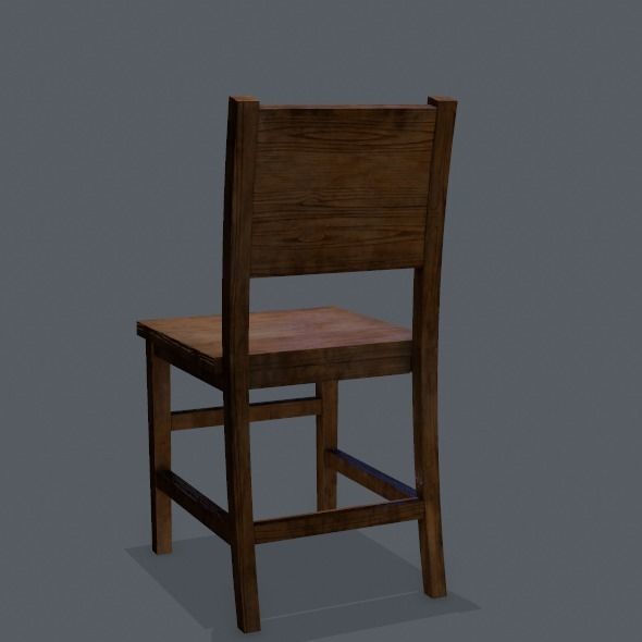 Chair wooden Low-poly 3D model_20