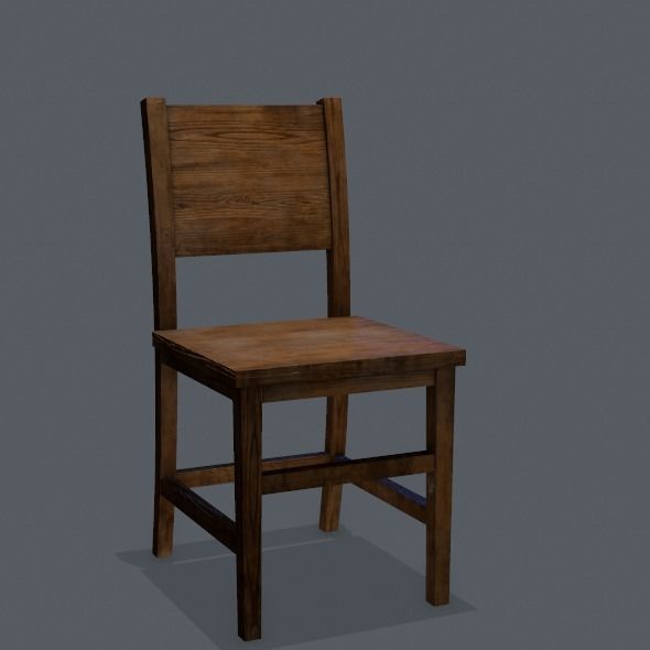 Chair wooden Low-poly 3D model_5