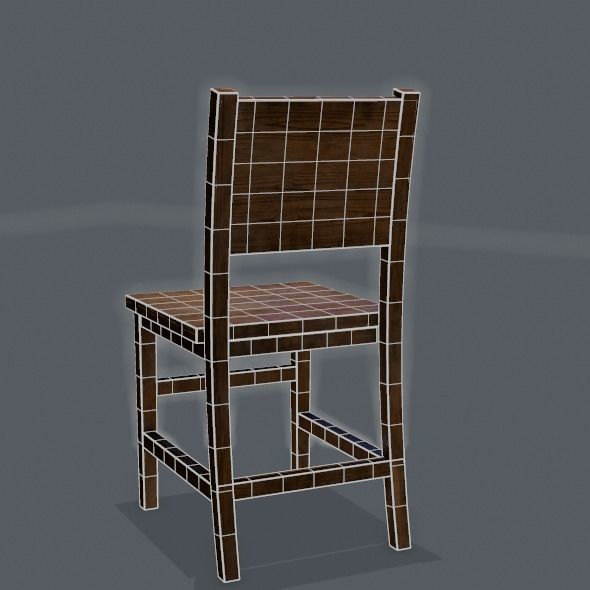 Chair wooden Low-poly 3D model_29