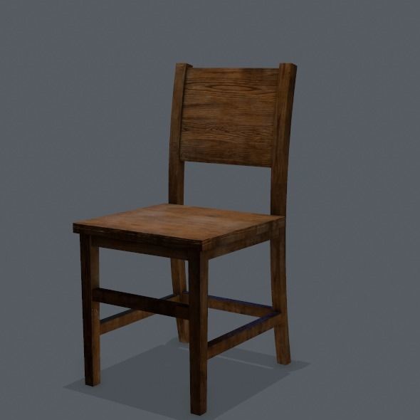 Chair wooden Low-poly 3D model_13