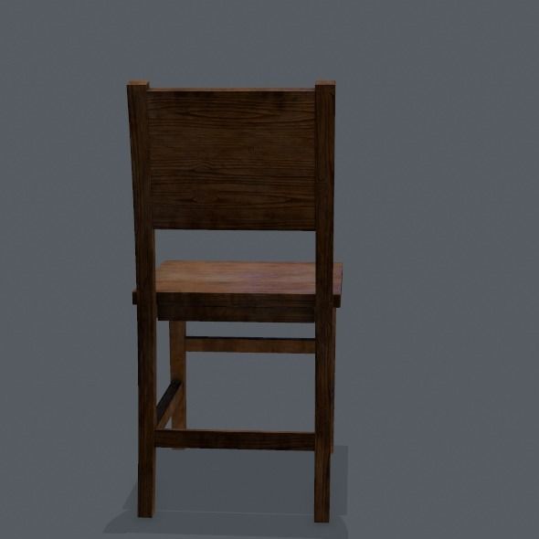 Chair wooden Low-poly 3D model_16