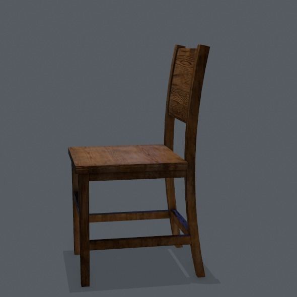 Chair wooden Low-poly 3D model_18