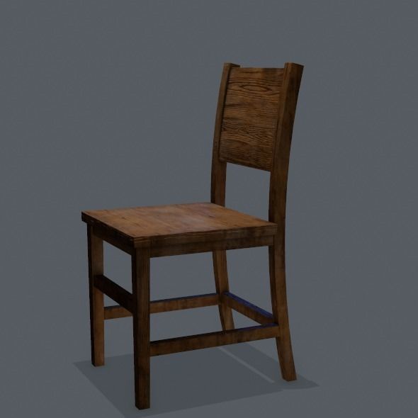 Chair wooden Low-poly 3D model_12