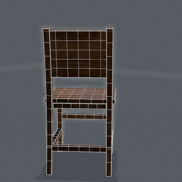 Chair wooden Low-poly 3D model_45