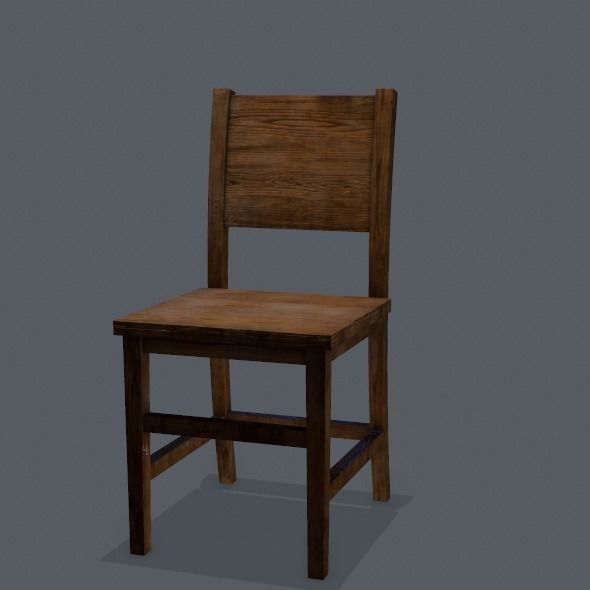 Chair wooden Low-poly 3D model_10