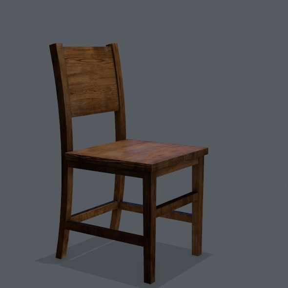 Chair wooden Low-poly 3D model_14