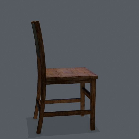 Chair wooden Low-poly 3D model_4