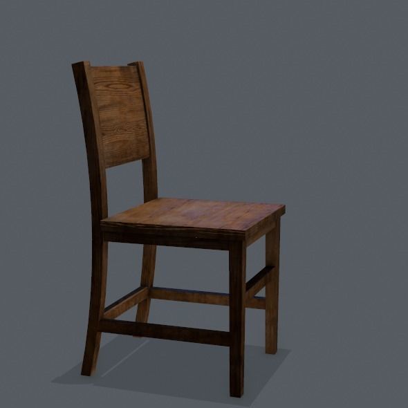 Chair wooden Low-poly 3D model_24